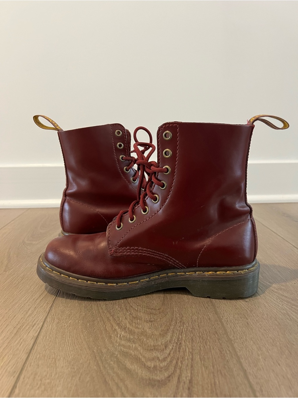 Women’s Dr Martens Pascal Cherry Red Lace-Up Leather Combat Boots US 8 / UK 6 - Picture 2 of 16